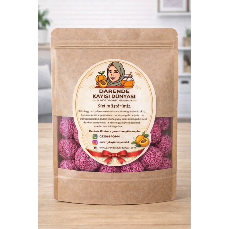 Çikolatalı Truf Topları Pembe Kaplama 1Kg - Darende Kayısı